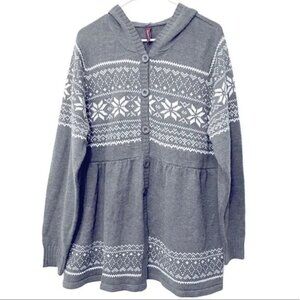 Gitano Women's Sweater Hooded Sweater Grey White Size 18/20 W